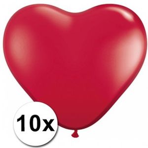 10x Hartjes ballonnen rood - Valentijn/bruiloft thema ballonnen
