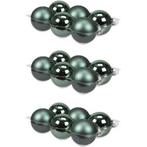 18x stuks kerstversiering kerstballen emerald groen (greenlake) van glas - 8 cm - mat/glans - Kerstboomversiering