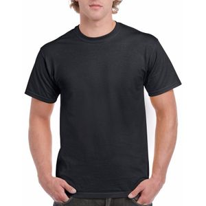 Set van 2x stuks zwarte katoenen t-shirts voor heren 100% katoen - zware 200 grams kwaliteit - Basic shirts, maat: S (36/48)