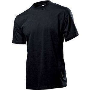 Zwart basic heren t-shirt ronde hals 100% katoen