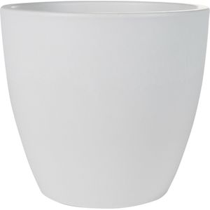 Plantenpot/bloempot in een strakke Scandinavische look wit Dia 20 cm en Hoogte 19 cm glanzend