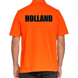 Grote maten oranje fan poloshirt voor heren - Holland achter bedrukking - Nederland supporter - EK/ WK shirt / outfit