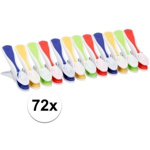Gekleurde wasknijpers - 72 stuks - plastic knijpers / wasspelden