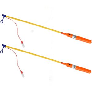 Lampionstokjes - 2x - oranje - met lichtje - 50 cm