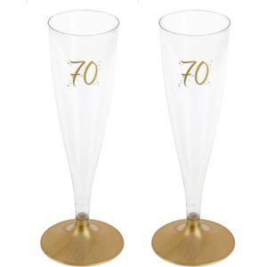 Santex verjaardag feest champagneglazen - leeftijd - 24x - 70 jaar - goud - kunststof