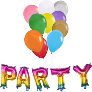 Verjaardag ballonnen 50x stuks met Party folie-ballon letters van 36cm