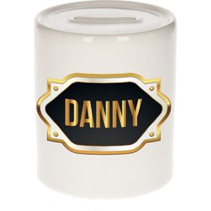 Danny naam cadeau spaarpot met gouden embleem - kado verjaardag/ vaderdag/ pensioen/ geslaagd/ bedankt