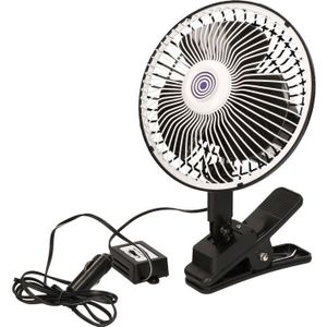 Auto klem ventilator met 12 volts aansluiting zwart 18 cm - Met 2 meter snoer