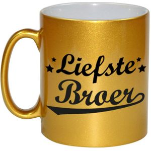 Liefste broer tekst cadeau mok / beker - goud - 330 ml