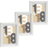 3x stuks houten fotolijst wit geschikt voor een foto van 13 x 18 cm of 15 x 20 cm