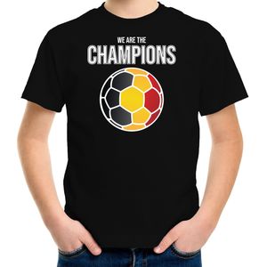 Belgie EK/ WK supporter t-shirt - we are the champions met Belgische voetbal - zwart - kinderen - kleding / shirt