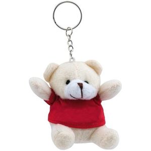 5x Pluche teddybeer knuffels sleutelhangers rood 8 cm - Beren dieren sleutelhangers - Speelgoed voor kinderen