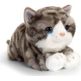 Keel Toys pluche grijs/witte kat/poes katten knuffel 30 cm - katten knuffeldieren - Speelgoed voor kinderen