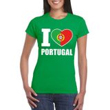 Groen I love Portugal supporter shirt dames - Portugees t-shirt dames