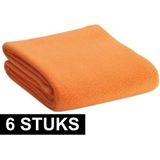 6x Fleece dekens/plaids/kleedjes oranje 120 x 150 cm - Bank/woonkamer dekentjes