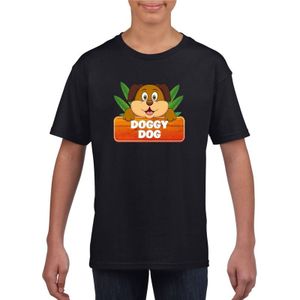 Doggy Dog de hond t-shirt zwart voor kinderen - unisex - honden shirt - kinderkleding / kleding
