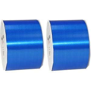 3x XL Hobby/decoratie blauwe kunststof sierlinten 9 cm/90 mm x 91 meter extra breed - Cadeaulint kunststof lint/ribbon