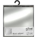 5Five Plak spiegels tegels - 4x stuks - glas - zelfklevend - 20 x 20 cm - vierkantjes - muur/deur/wand