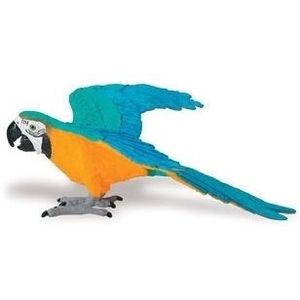 Speelgoed dieren/vogels figuur  blauw/gele Ara papegaai van plastic 10 cm