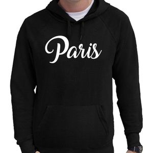 Parijs tekst hoodie Paris zwart voor heren - zwarte Paris sweater/trui met capuchon