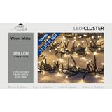 Set van 2x stuks clusterverlichting knipper functie en timer 384 warm witte leds - Kerstverlichting / boomverlichting