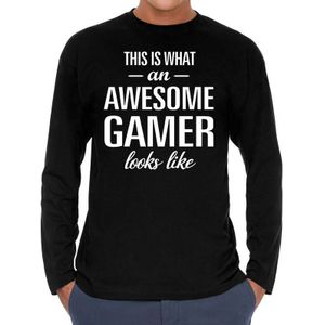 Awesome Gamer - geweldige gamer cadeau shirt long sleeve zwart heren - beroepen shirts / verjaardag cadeau