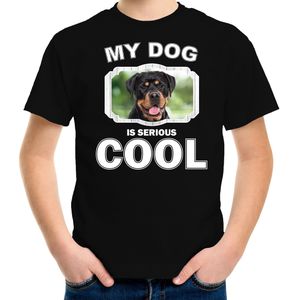 Rottweiler honden t-shirt my dog is serious cool zwart - kinderen - Rottweilers liefhebber cadeau shirt - kinderkleding / kleding