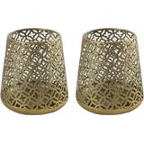 Countryfield Luxe theelichthouder - 2x stuks - Morocco - metaal - goud kleur - D12 x H13 cm