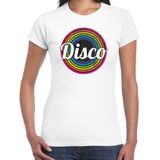 Bellatio Decorations Disco t-shirt dames - disco - wit - jaren 80/80's - carnaval/foute party
