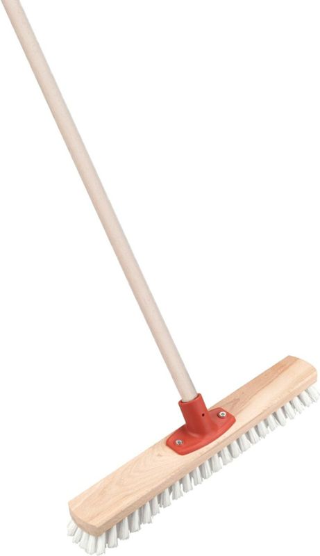 Brumag Luiwagen/schrobber Dirtmaster 40 cm - met houten steel 120 cm - schrobborstel - schoonmaakborstel - harde ondergronden