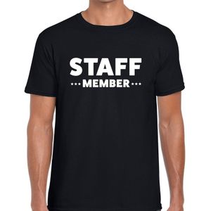 Staff member tekst t-shirt zwart heren - evenementen crew / personeel shirt