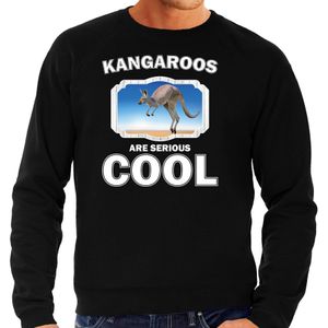 Dieren kangoeroes sweater zwart heren - kangaroos are serious cool trui - cadeau sweater kangoeroe/ kangoeroes liefhebber