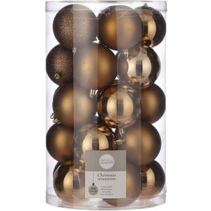 50x stuks onbreekbare kunststof kerstballen licht koper - licht koperen kerstballen 8 cm
