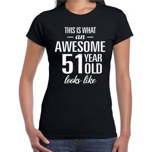 Awesome 51 year - geweldig 51 jaar cadeau t-shirt zwart dames -  Verjaardag cadeau
