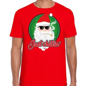 Fout Kerst shirt / t-shirt - Just chillin - rood voor heren - kerstkleding / kerst outfit