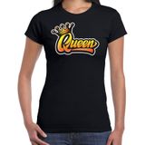 Zwart Koningsdag Queen t-shirt - zwart - dames -  koningin t-shirt / kleding / outfit