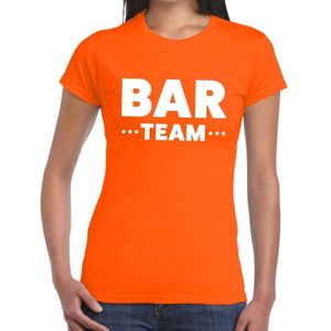Bar Team tekst t-shirt oranje dames - personeel / bar team shirt