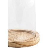 Chaks Decoratie stolp - glas - houten plateau - D14 x H21 cm