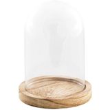 Chaks Decoratie stolp - glas - houten plateau - D14 x H21 cm