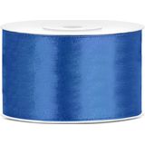 Sierlinten/cadeaulinten/satijnen linten - Set 2x stuks - goud en blauw - 38 mm x 25 meter