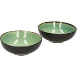 Svenska living tapas schaaltjes - 6x - zwart/groen - aardewerk - 12 x 4 cm