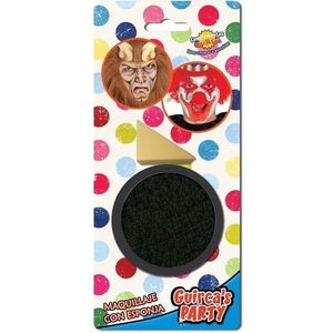 Zwarte horror schmink op waterbasis 9 gram inclusief spons -  Halloween/Carnaval make-up/schmink