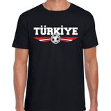 Turkije / Turkiye landen / voetbal t-shirt met wapen in de kleuren van de Turkse vlag - zwart - heren - Turkije landen shirt / kleding - EK / WK / voetbal shirt