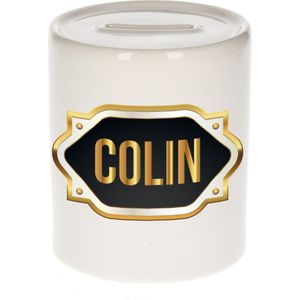 Colin naam cadeau spaarpot met gouden embleem - kado verjaardag/ vaderdag/ pensioen/ geslaagd/ bedankt