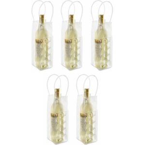 Set van 5x stuks wijnfles koeltas 25 cm - Handige koeltassen voor wijnflessen/frisdrankflessen voor onderweg