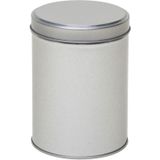 6x Zilveren ronde opbergblikken/bewaarblikken met beschrijfbare labels/etiketten 13 cm - Koffie/thee/suiker voorraadblikken - Voorraadbussen - Voorraadkast organiseren