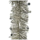 2x Kerstslingers sterren champagne 10 x 270 cm - Guirlande folie lametta - Kerstboom versieringen