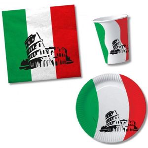 Tafel dekken versiering set vlag Italie thema voor 60x personen - Bekertjes - Bordjes - Servetten
