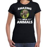 T-shirt olifant - zwart - dames - amazing wild animals - cadeau shirt olifant / olifanten liefhebber