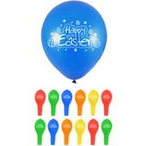 48x stuks Happy Easter thema ballonnen in verschillende kleuren 23 cm - Pasen - Paasversiering